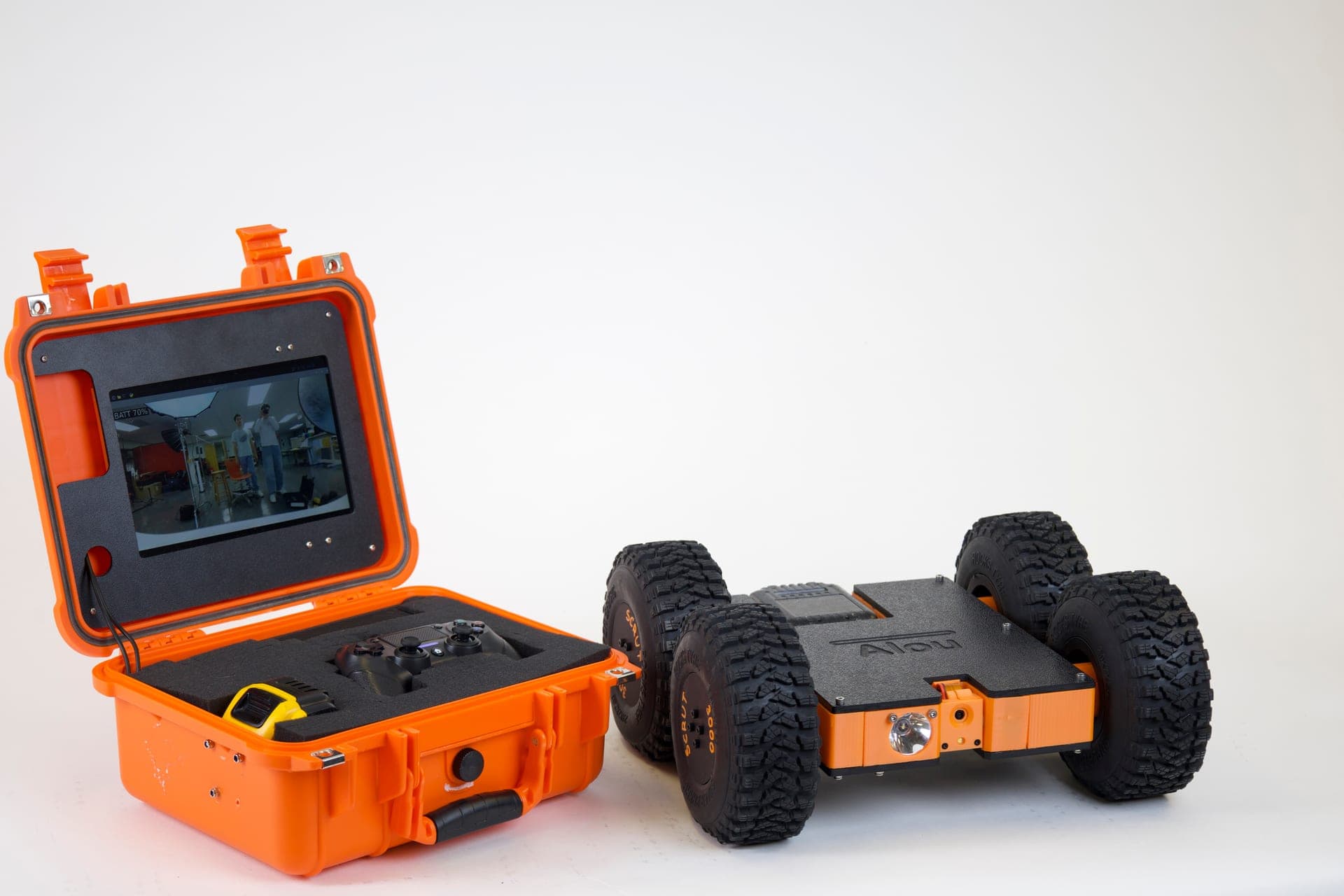 Scrutinizer robot with controller and live viewing screen