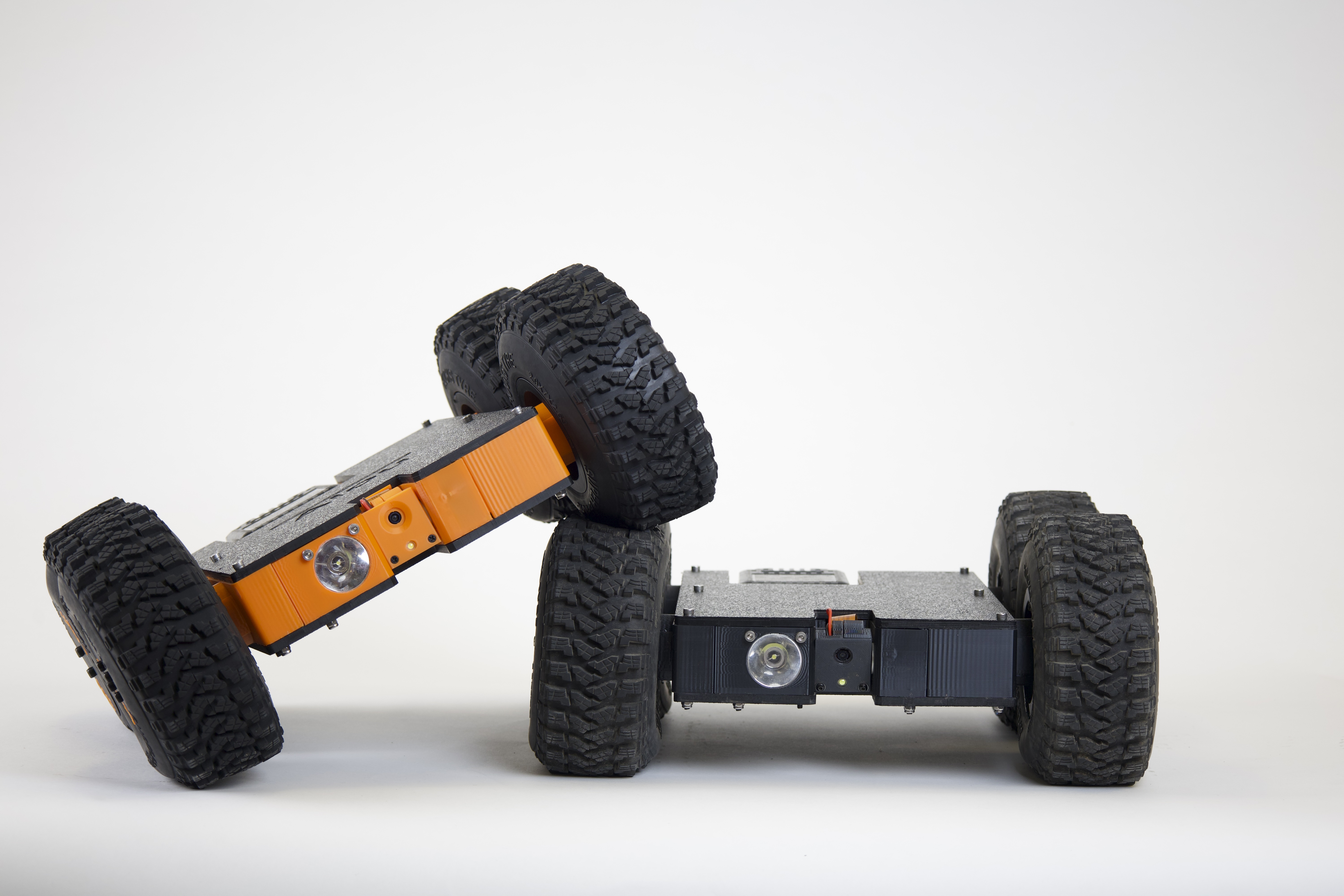 Two crawlspace robot units for remote inspection